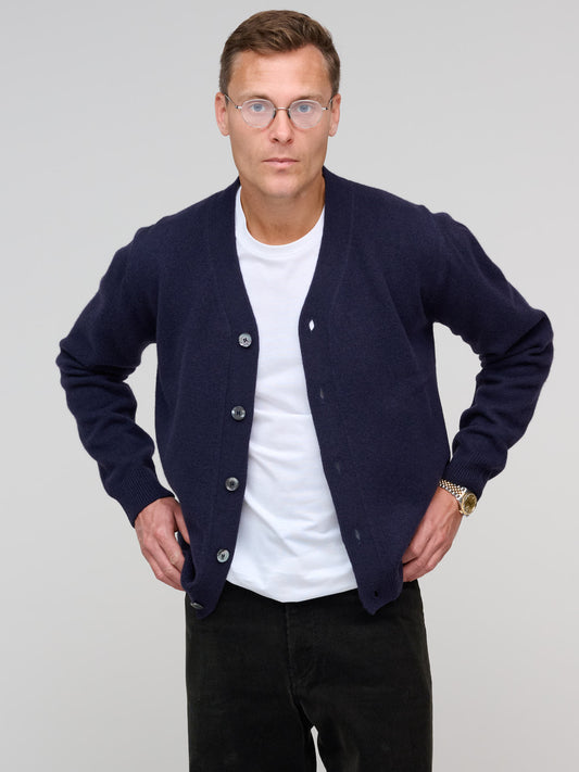 Lambswool Cardigan, Light Navy