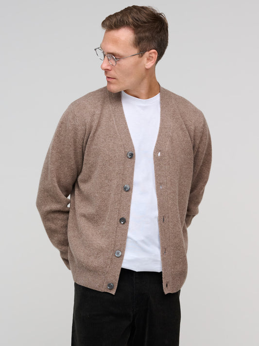 Lambswool Cardigan, Pale Brown