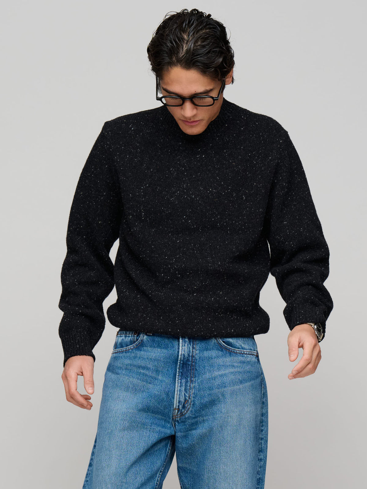 Donegal Crew Neck, Dark Grey