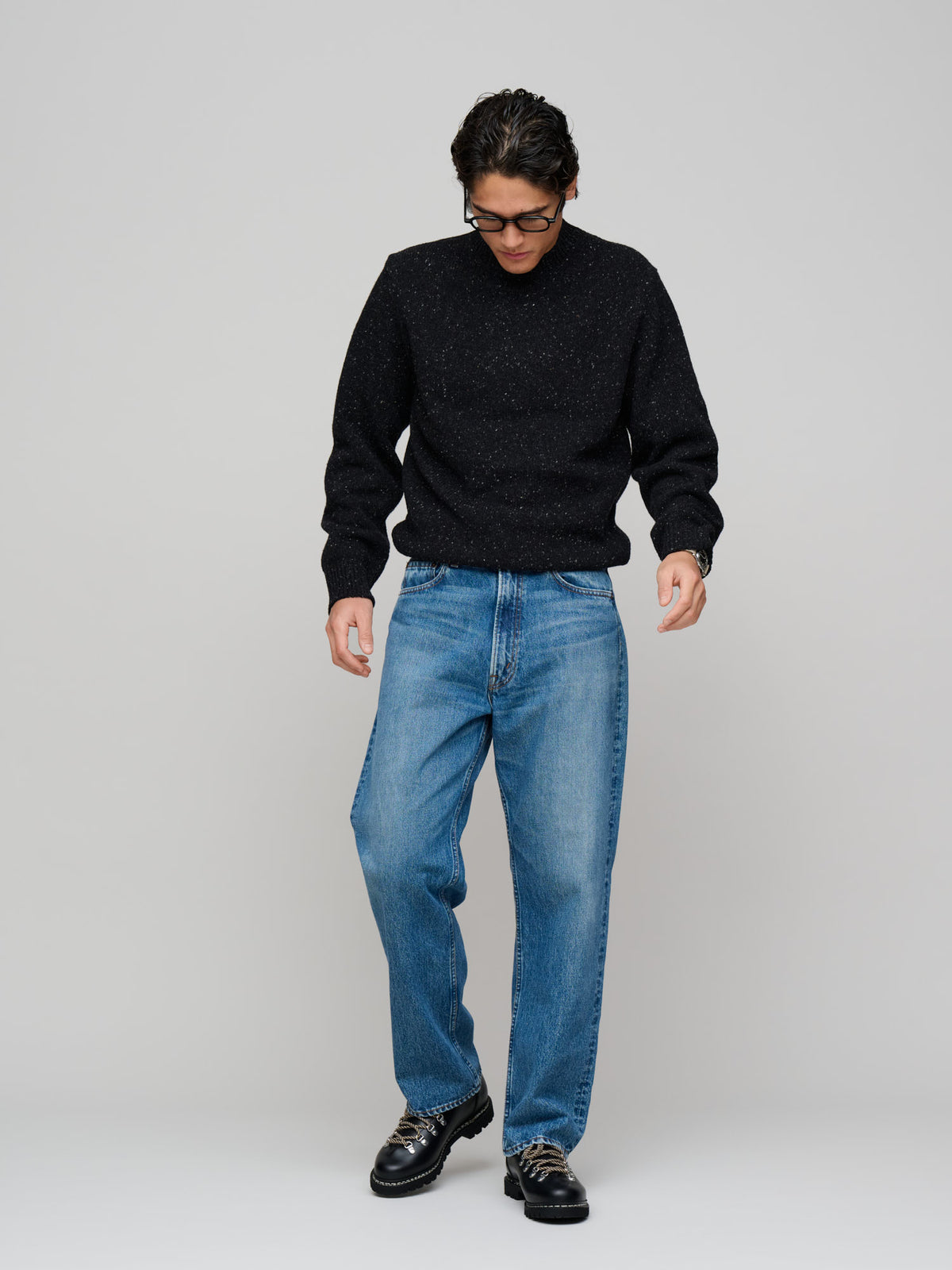 Donegal Crew Neck, Dark Grey