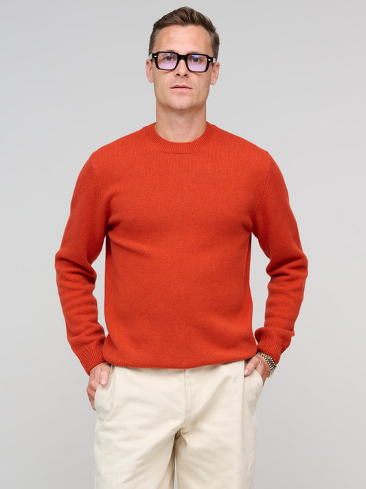 Cashmere/Lambswool Crew,  Perfect Orange