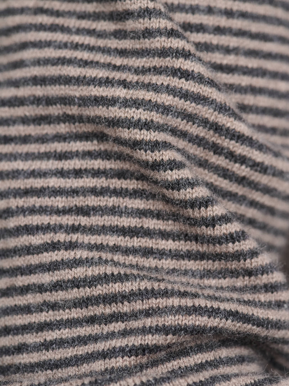 Feeder Stripe Crew Merino Cashmere, Taupe & Charcoal