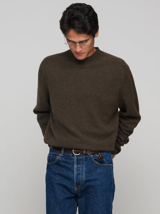 Seamless Merino Cashmere Crewneck, Bracken