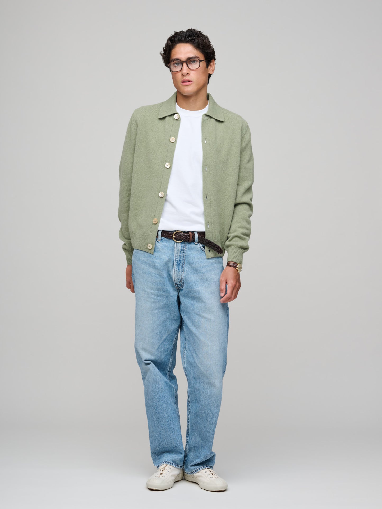 Polo Cardigan, Dusty Green