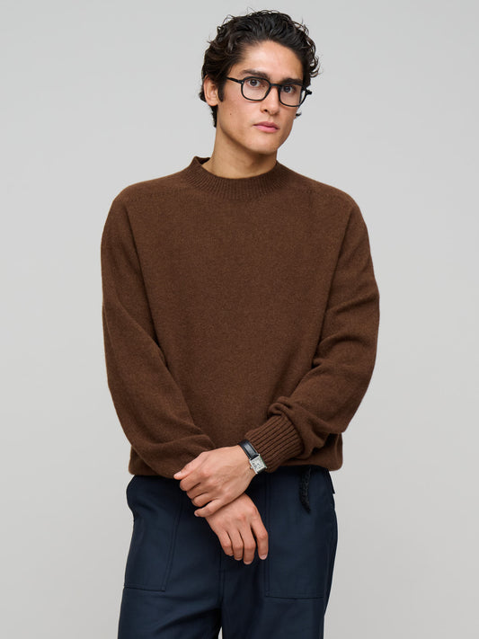 Seamless Crew Neck Jumper Merino Cashmere, Chestnut