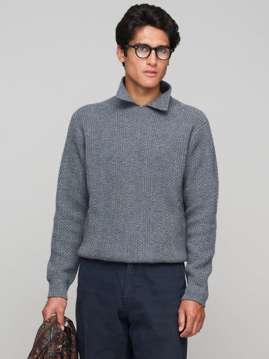 Integral Collar Chevron Jumper, Grigio Grey