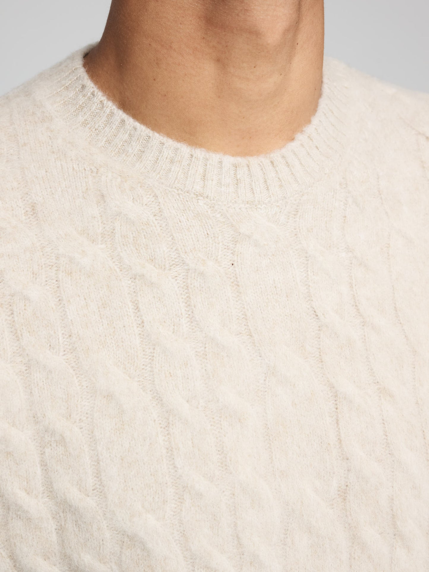 Cable Crewneck, Ecru