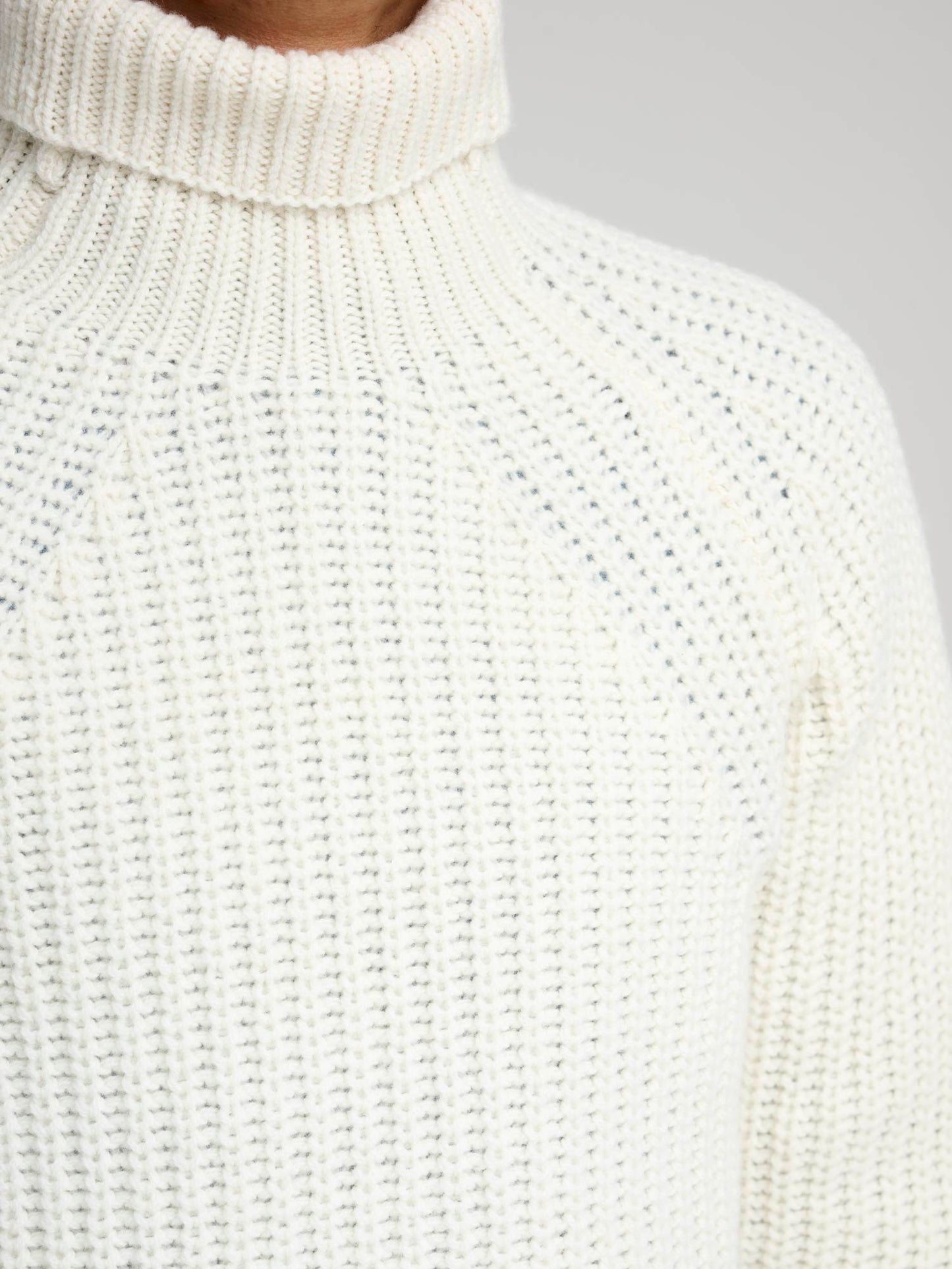 Heavy Lambswool Submariner Roll Neck, Cream