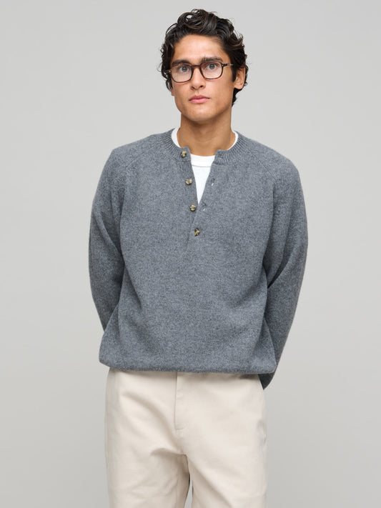 Easy Henley - Cashmere/Lambswool, Light Grey