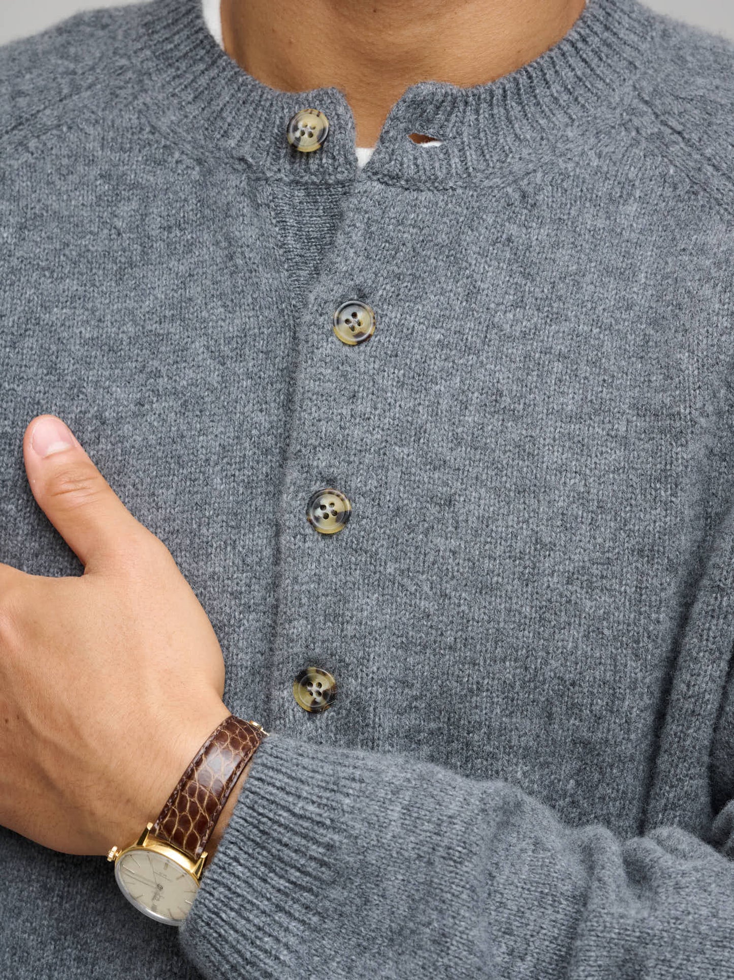 Easy Henley - Cashmere/Lambswool, Light Grey
