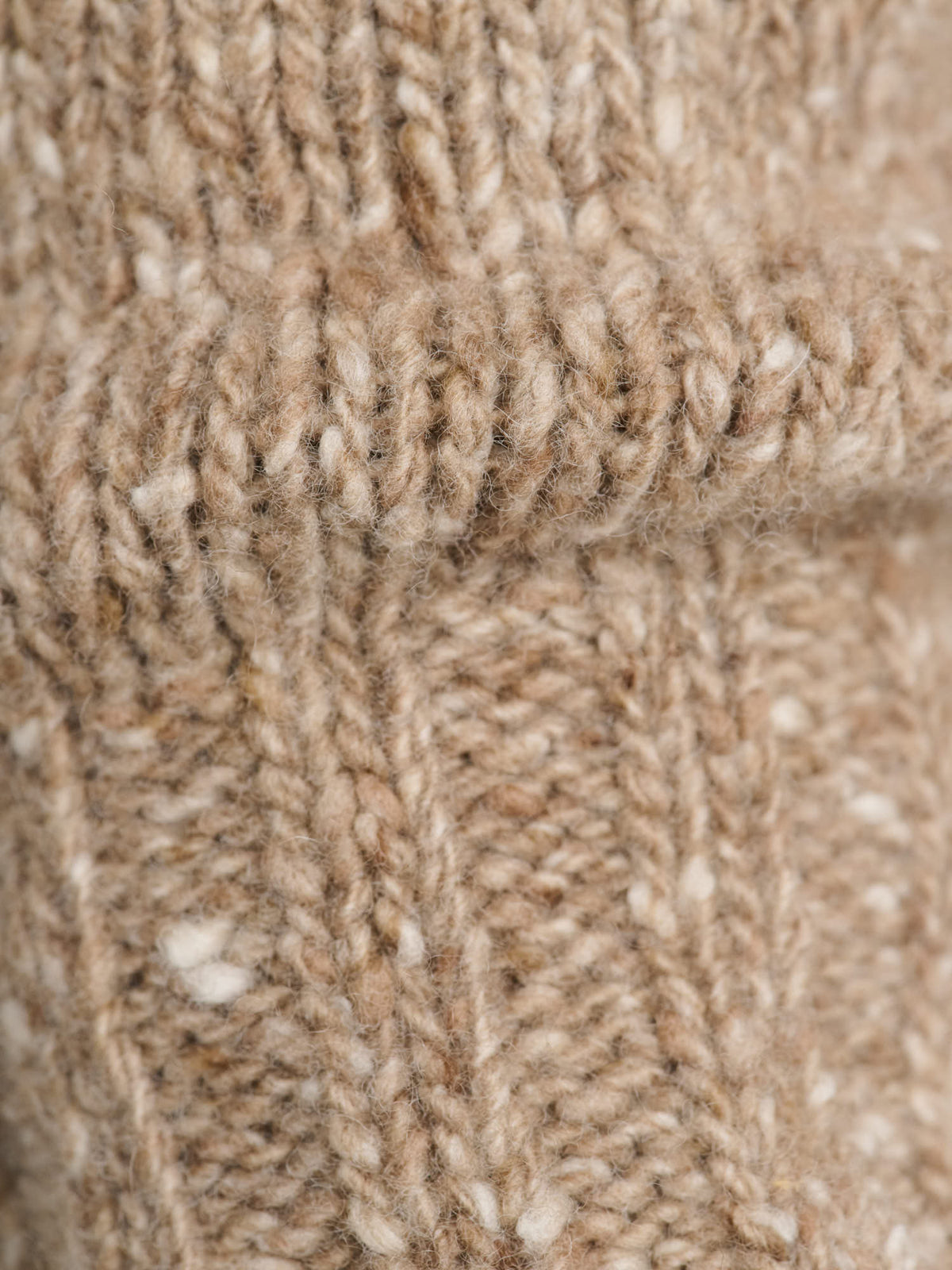 Low-Gauge Homespun Tweed Knit Zip Turtle, Top Brown