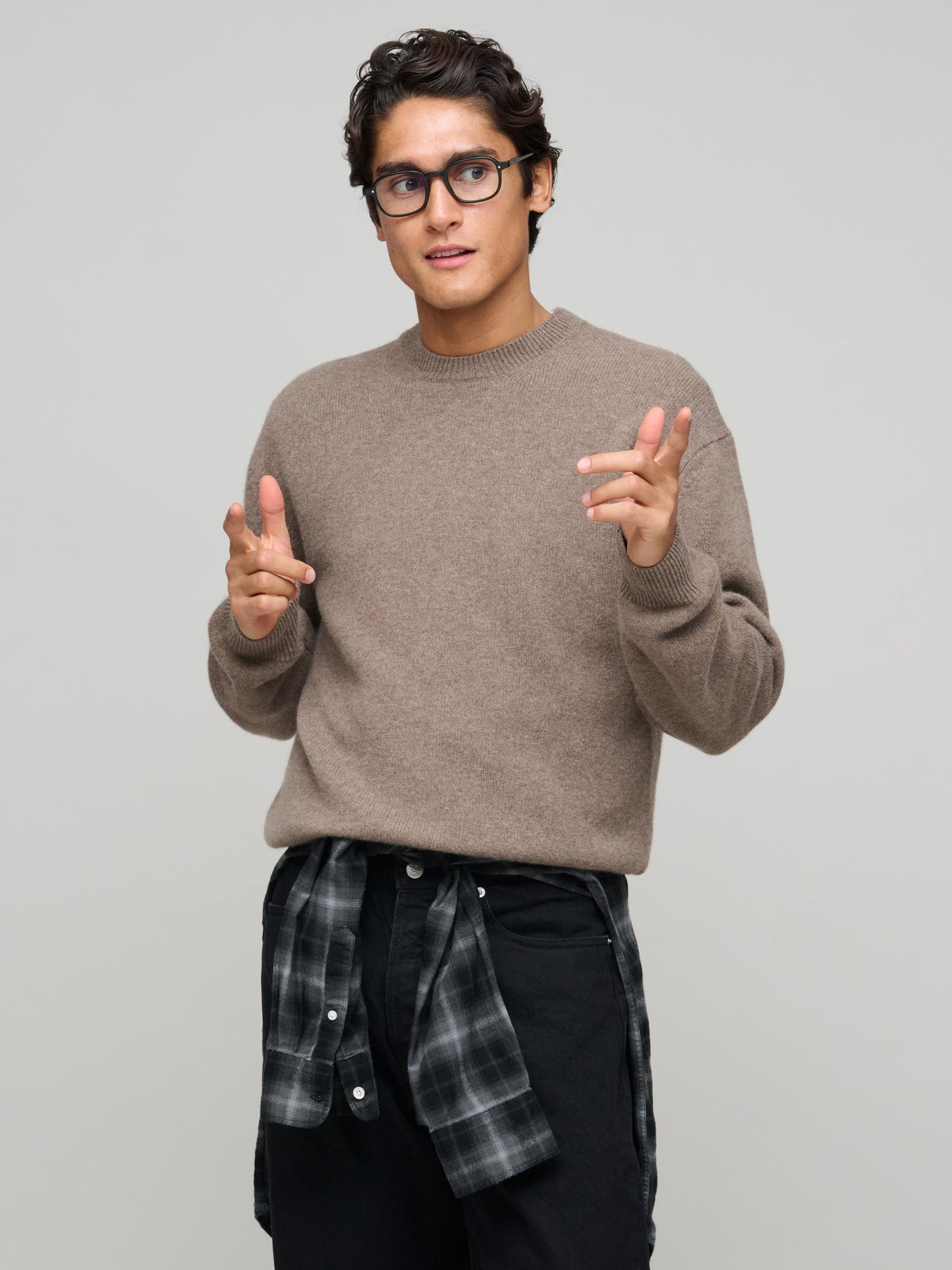 Easy Crew - Cashmere/Lambswool, Light Brown