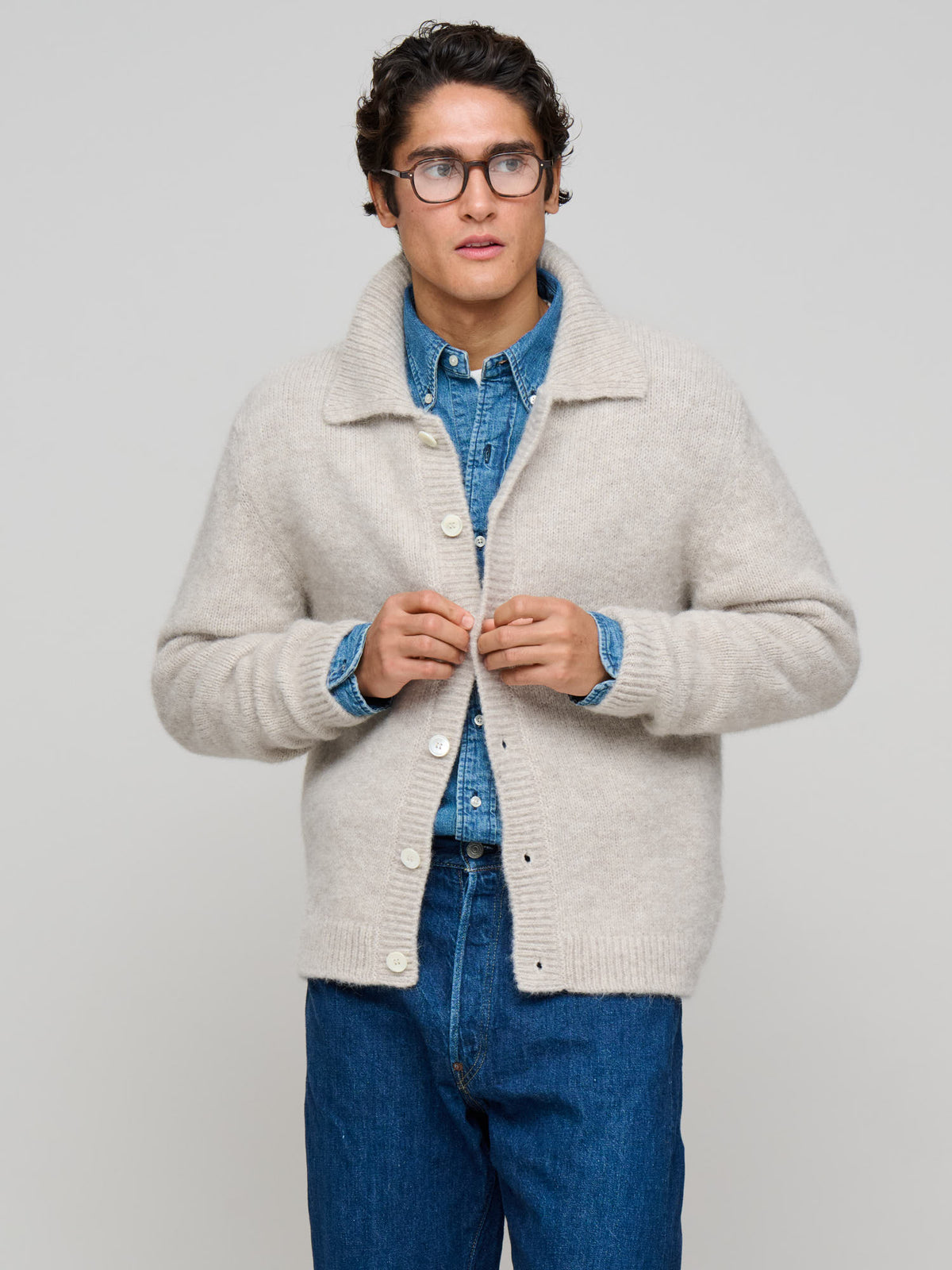 Alpaca Cardigan, Oat