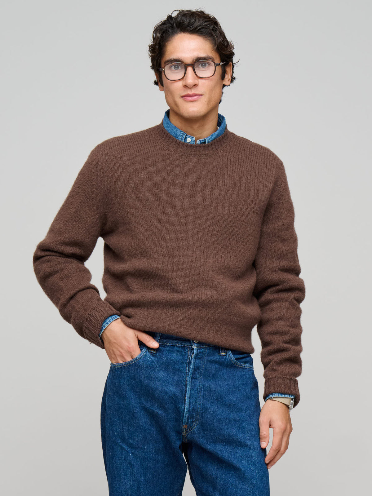Shaggy Sheep Sweater, Heathered Bark Brown