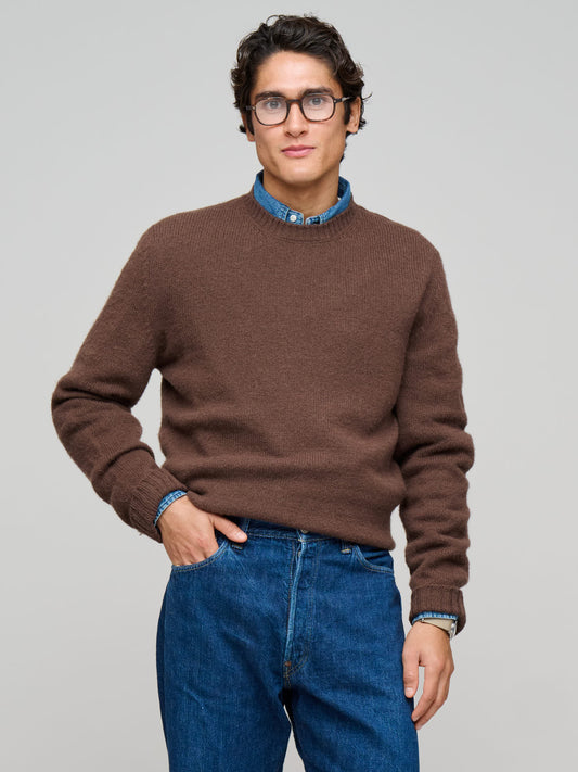 Shaggy Sheep Sweater, Heathered Bark Brown