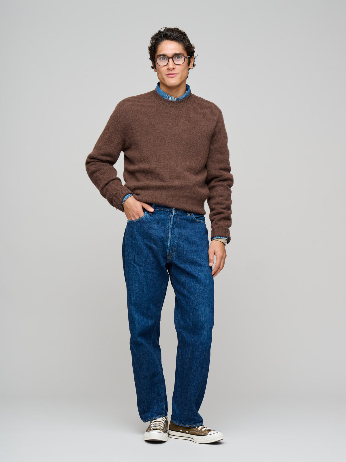 Shaggy Sheep Sweater, Heathered Bark Brown