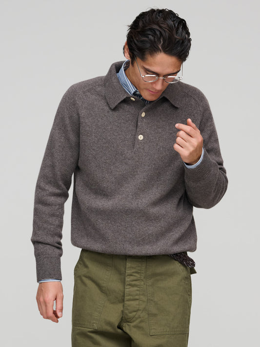 Pure Cashmere Polo, Drift Wood