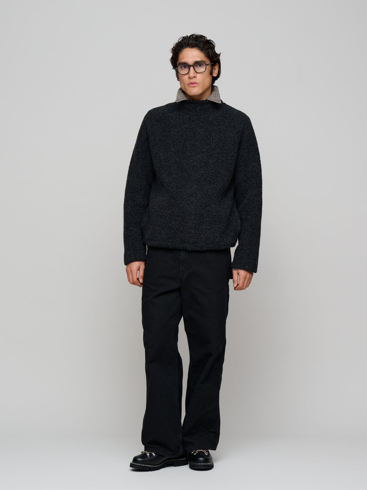 Mock Neck Fleece, Charcoal