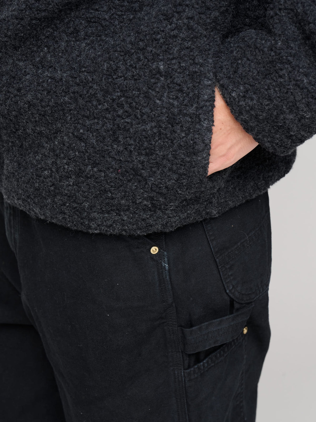 Mock Neck Fleece, Charcoal