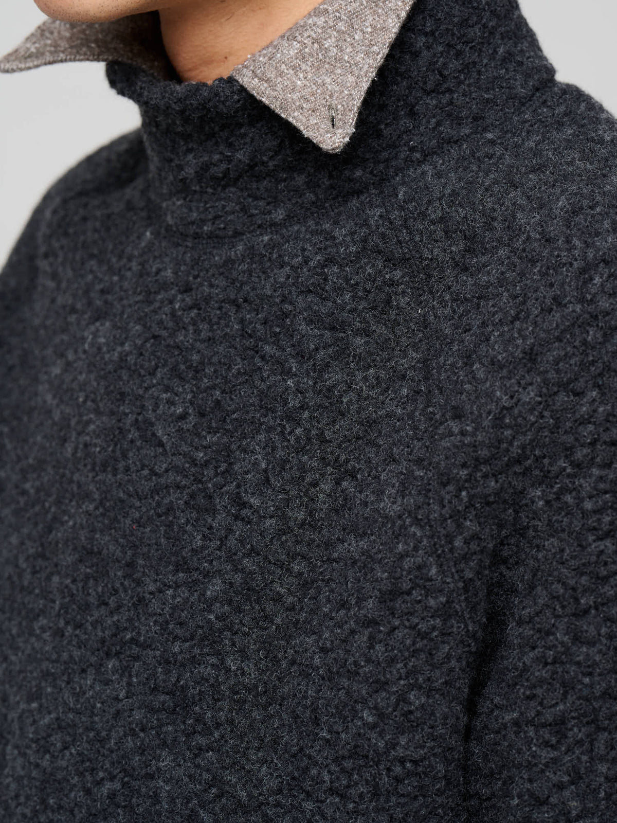 Mock Neck Fleece, Charcoal