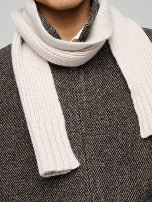 Narrow Ribbed Chain Scarf Cashmere, Natural
