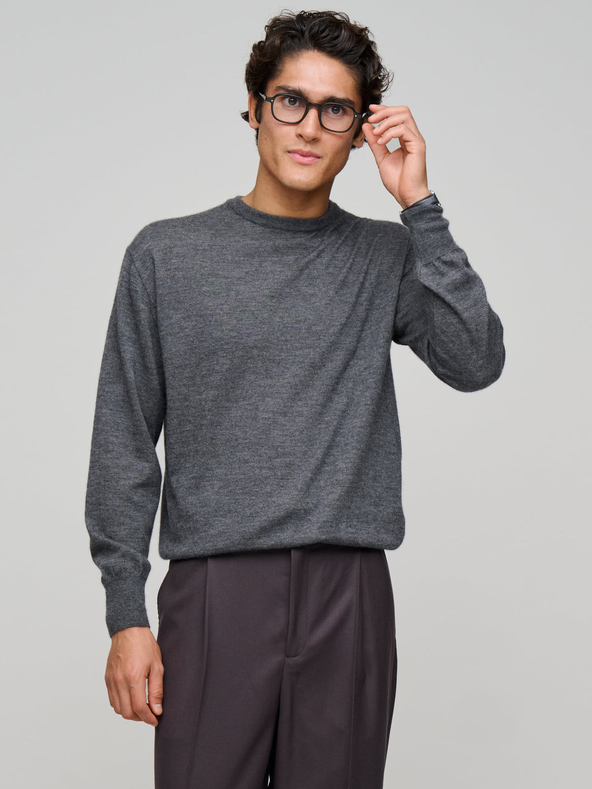 High Gauge Soft Cashmere Knit P/O, Charcoal