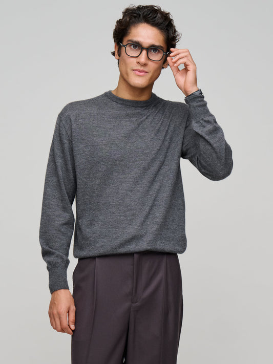 High Gauge Soft Cashmere Knit P/O, Charcoal