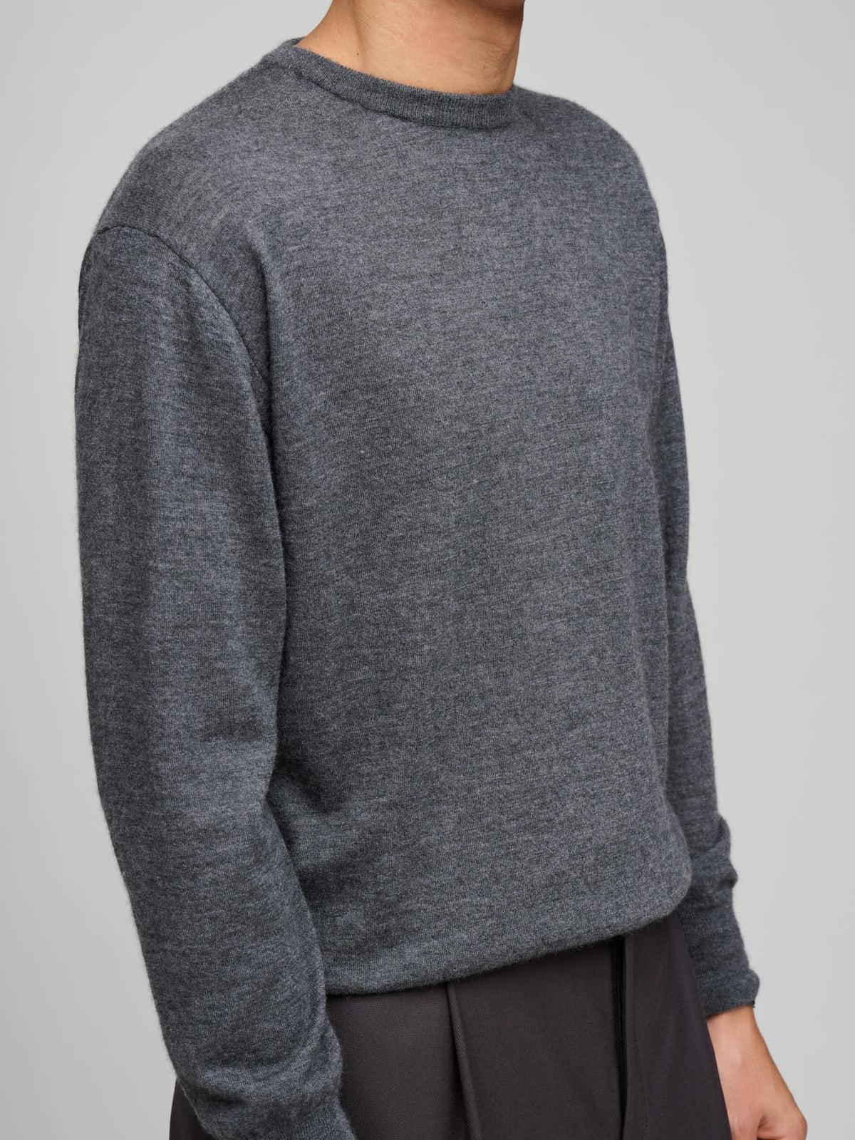 High Gauge Soft Cashmere Knit P/O, Charcoal