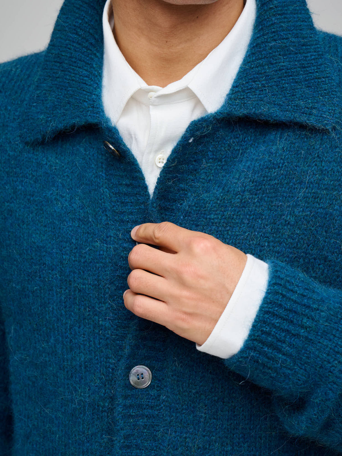 Alpaca Cardigan, Dark Petrol