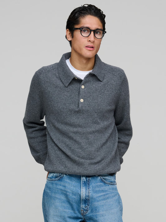 Pure Cashmere Polo, Grey