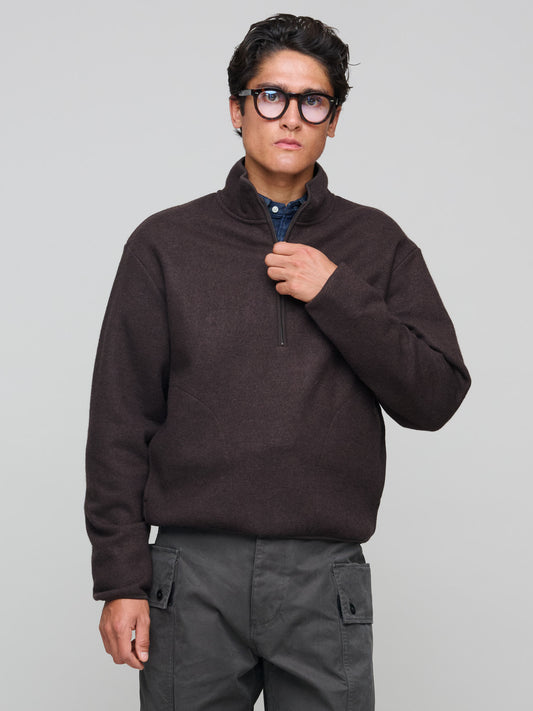 Wool Half Zip, Dark Brown