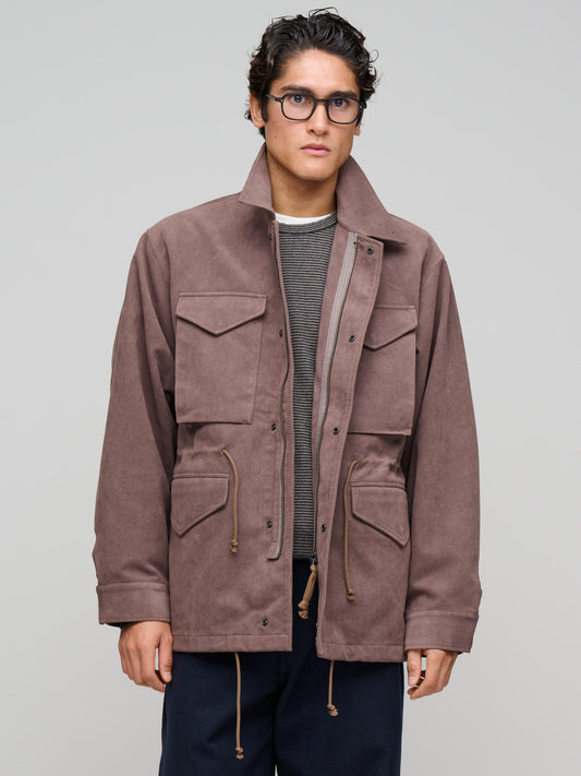 Synthetic Leather Field Jacket, Brown