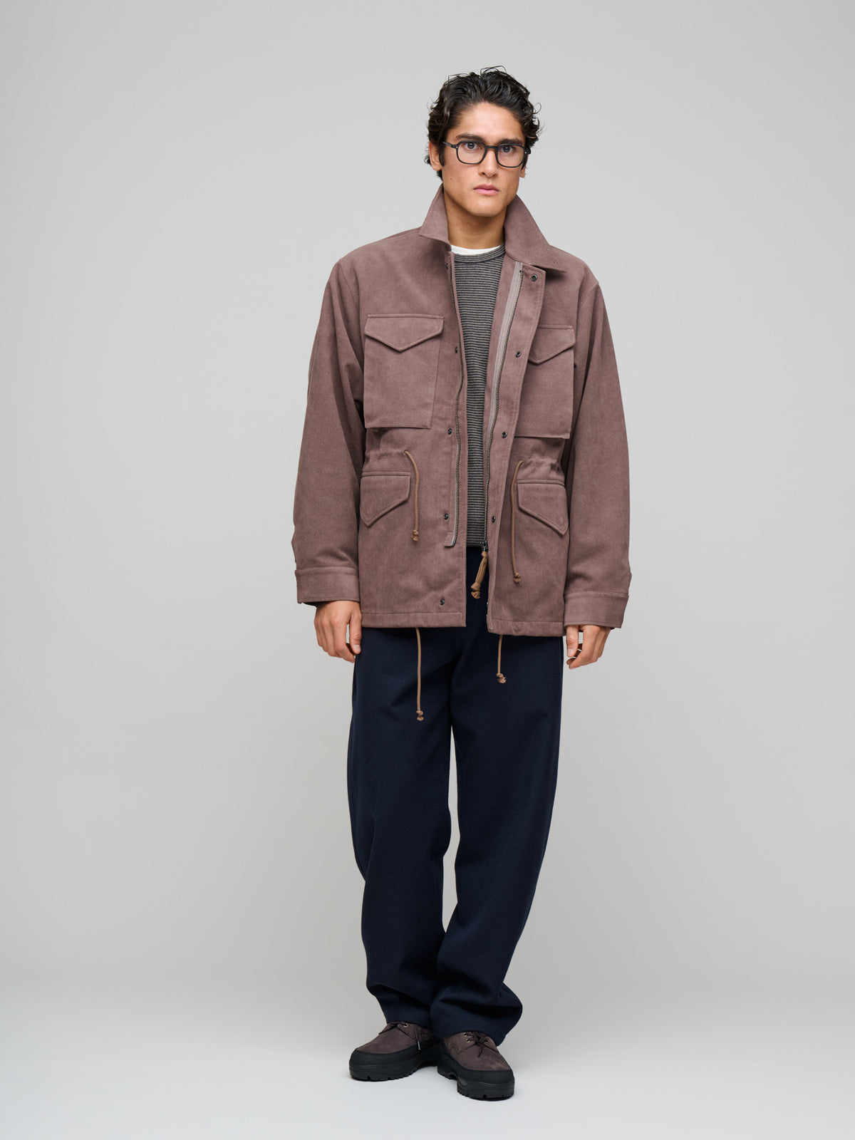 Synthetic Leather Field Jacket, Brown