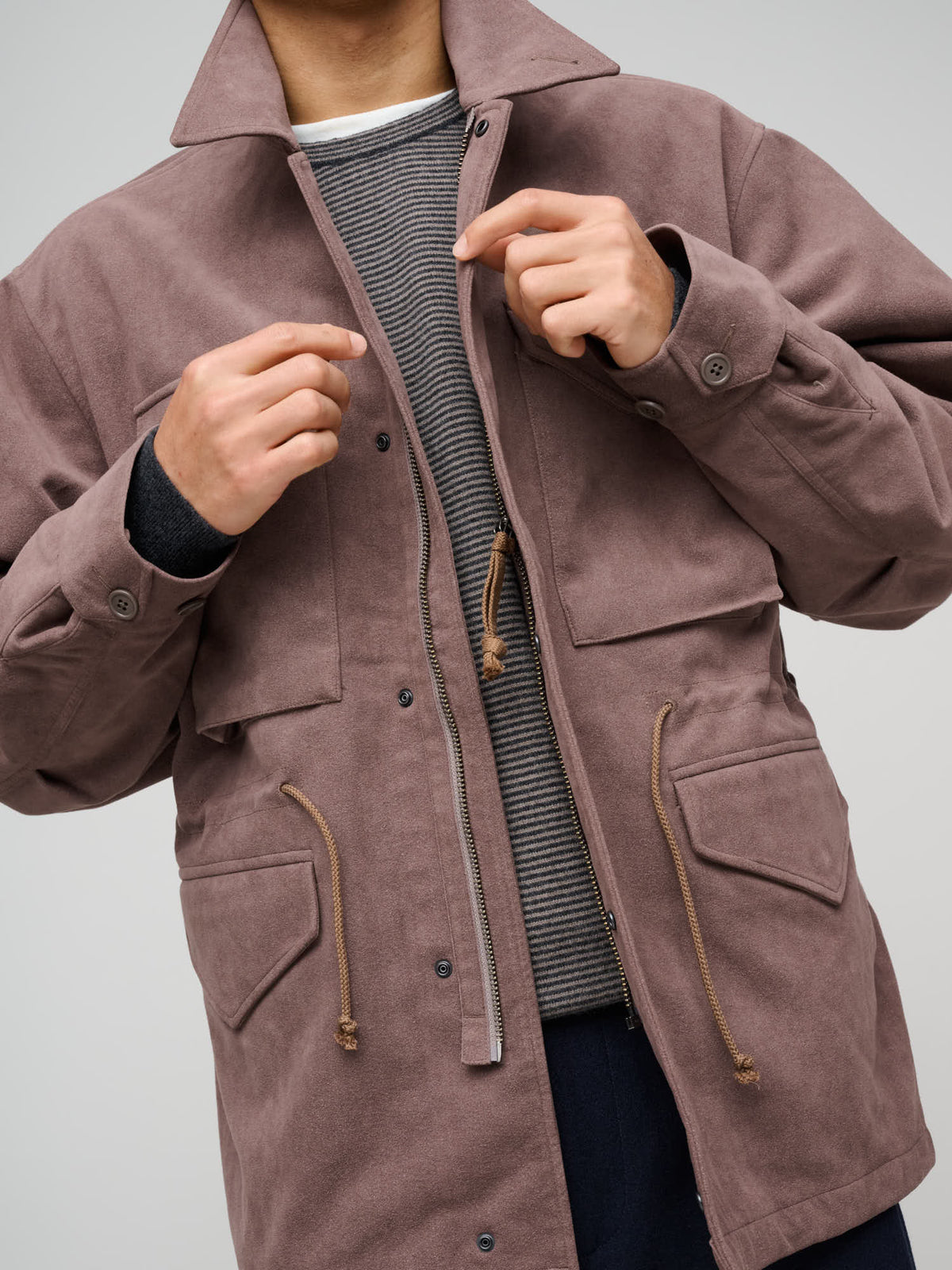 Synthetic Leather Field Jacket, Brown