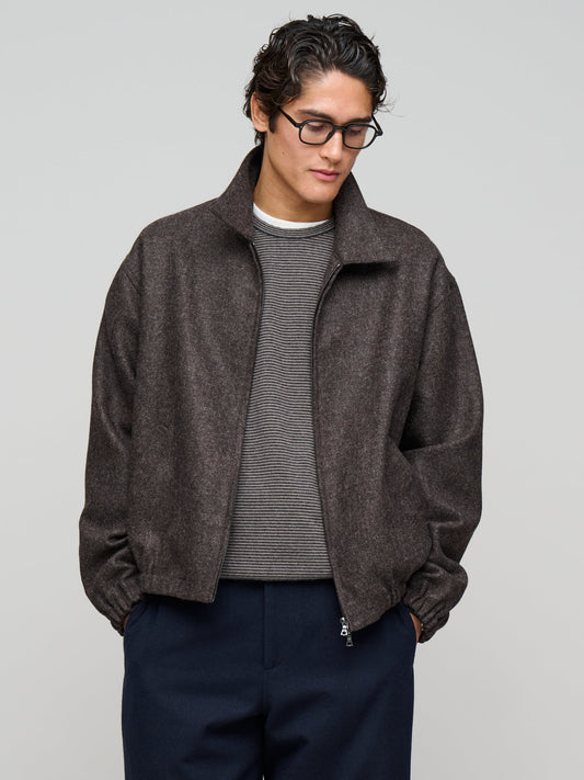 Driving Jacket Wool, Brown Melange