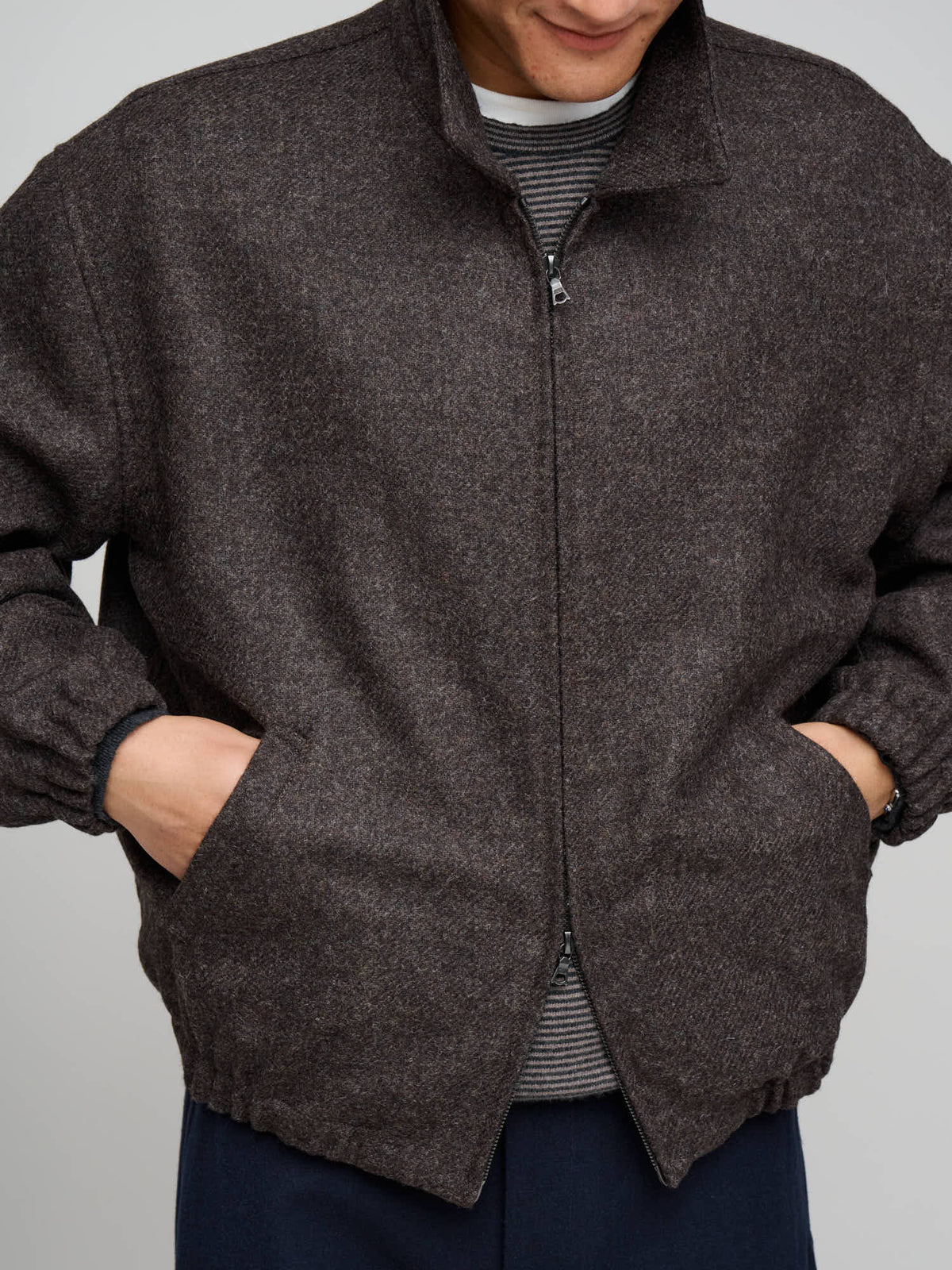Driving Jacket Wool, Brown Melange