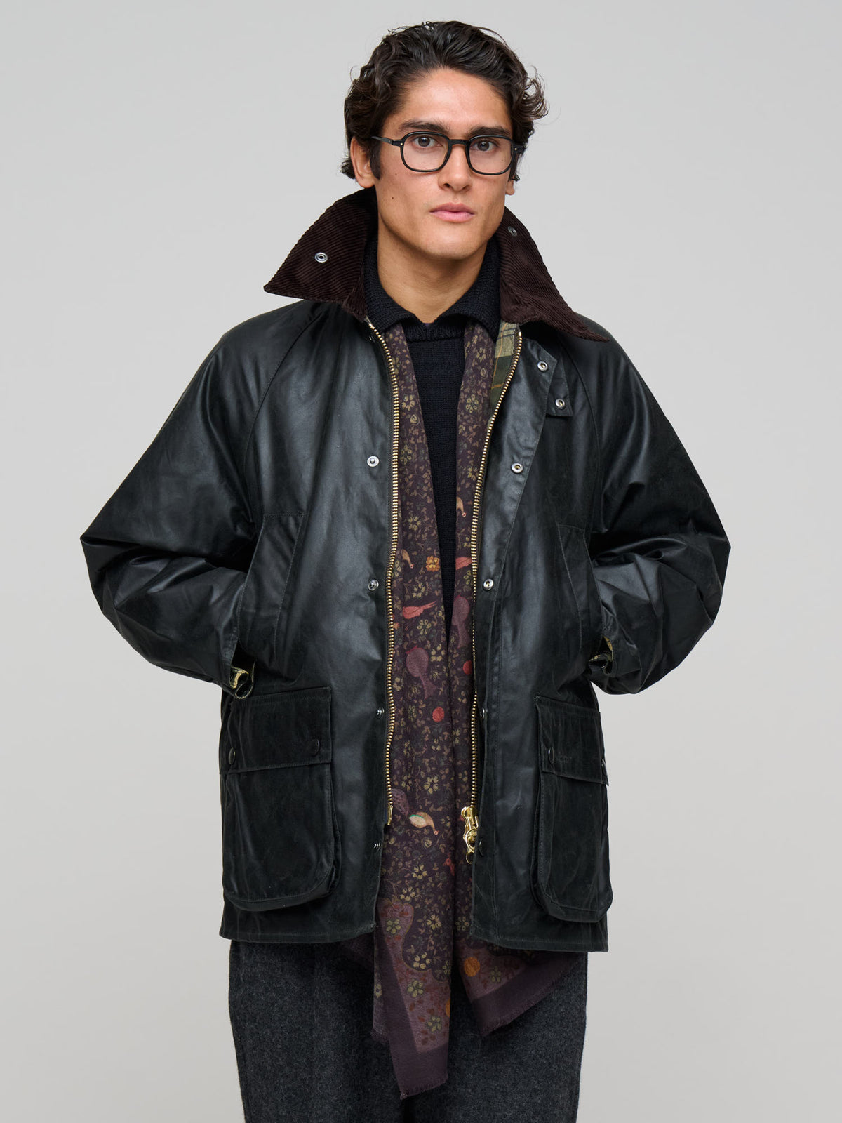 Oversized Bedale Wax Jacket, Sage