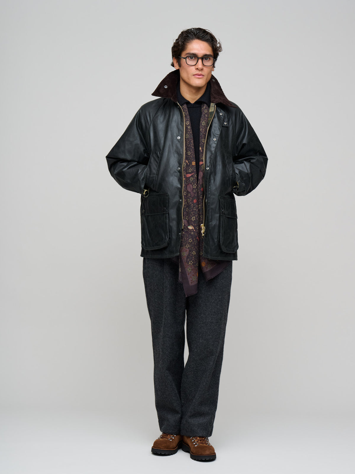 Oversized Bedale Wax Jacket, Sage