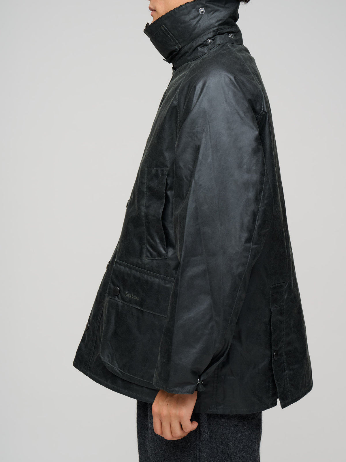 Oversized Bedale Wax Jacket, Sage