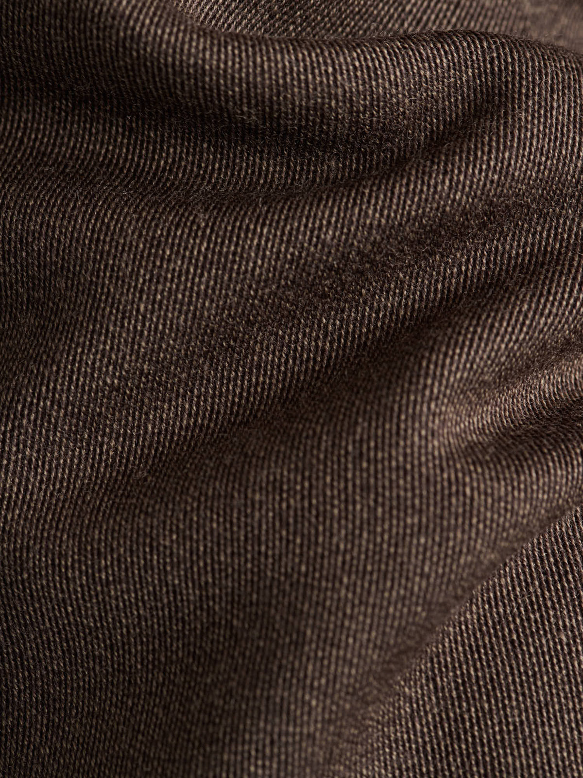 Reversible Wool Twisted Twill / Lamb Leather Half Coat, Brown Chambray & Black