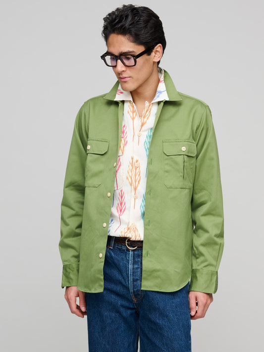 LS Camp Collar Brushed Twill, Green