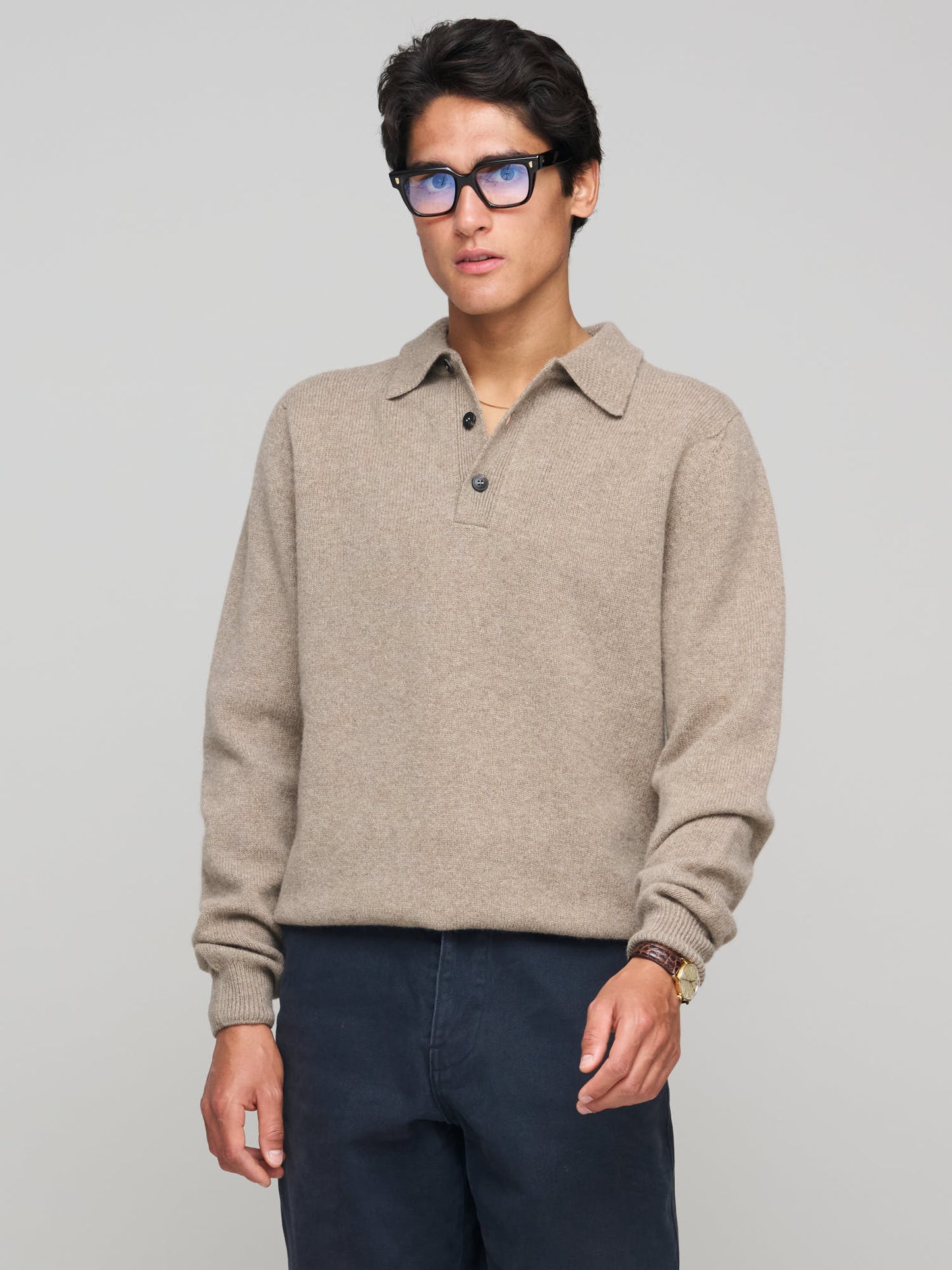 Lambswool Polo Shirt, Sandstone