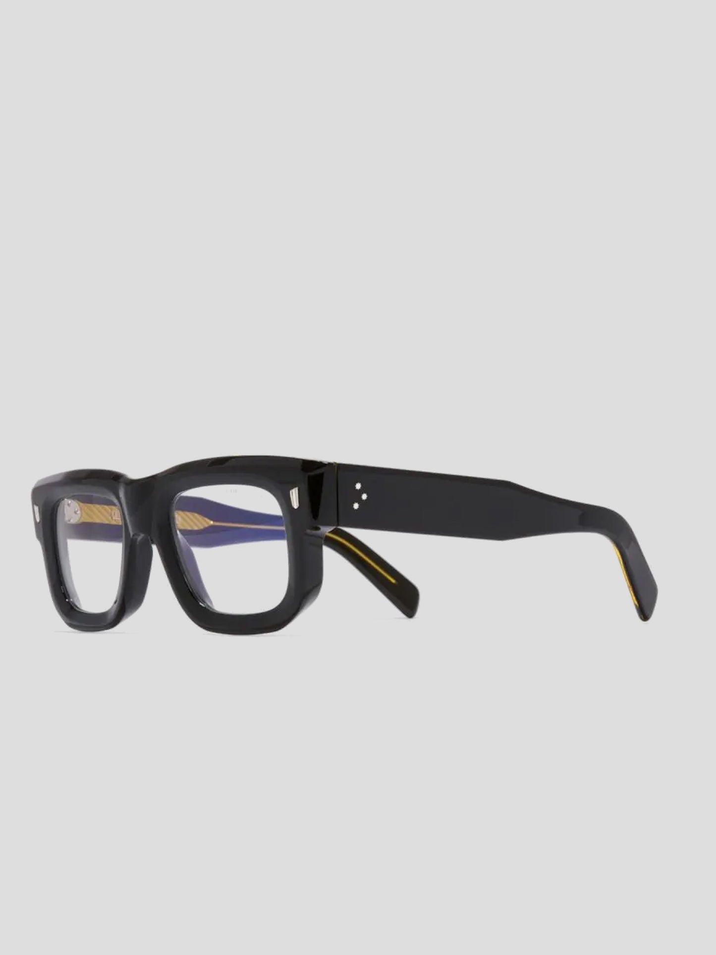 Square Optical Glasses, Black on Yellow