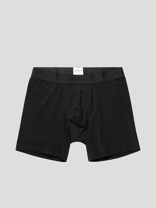 Stretch Cotton Long Leg Trunk, Black