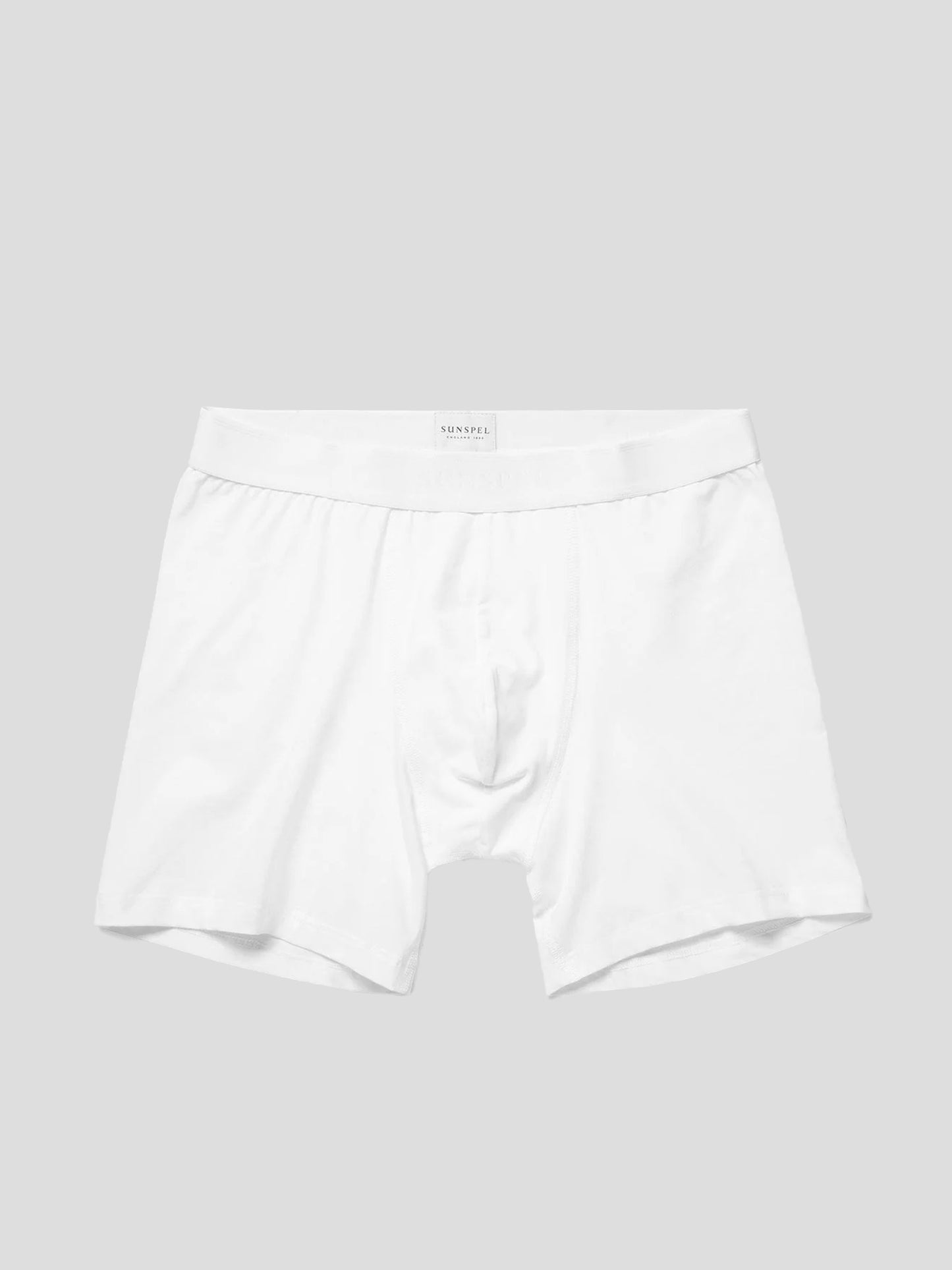 Stretch Cotton Long Leg Trunk, White