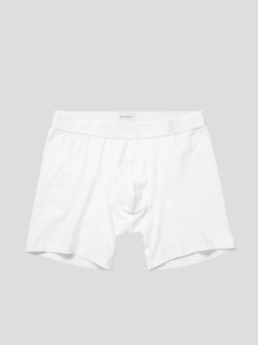 Stretch Cotton Long Leg Trunk, White
