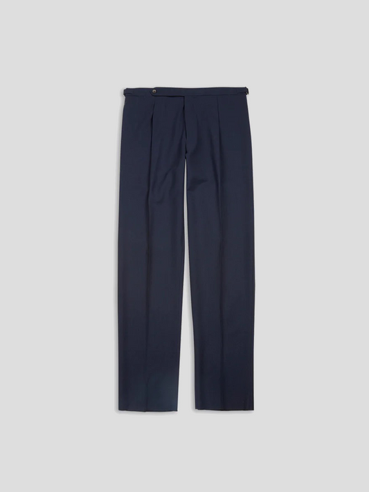 Tropical Wool Single Pleat Trouser, Navy