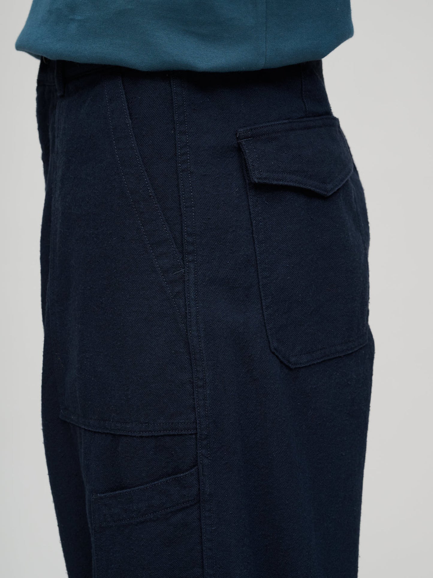 Silk Nep Cotton Twill Deck Pants, Navy