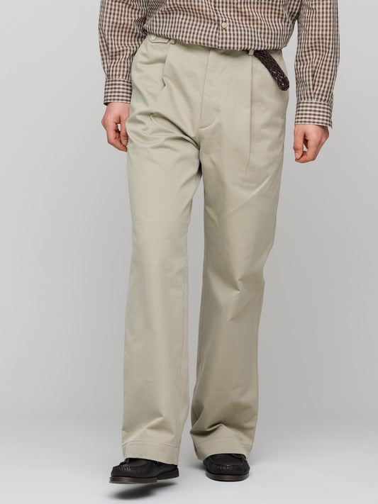 Washed Finx Chino One-Tuck Pants, Light Khaki