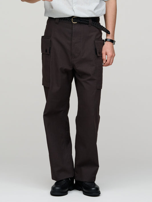 Cargo Pocket Trousers Irregular Cotton Drill, Mahogany